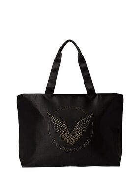 Victoria's Secret Black Tote with Gold Wing Stud Design